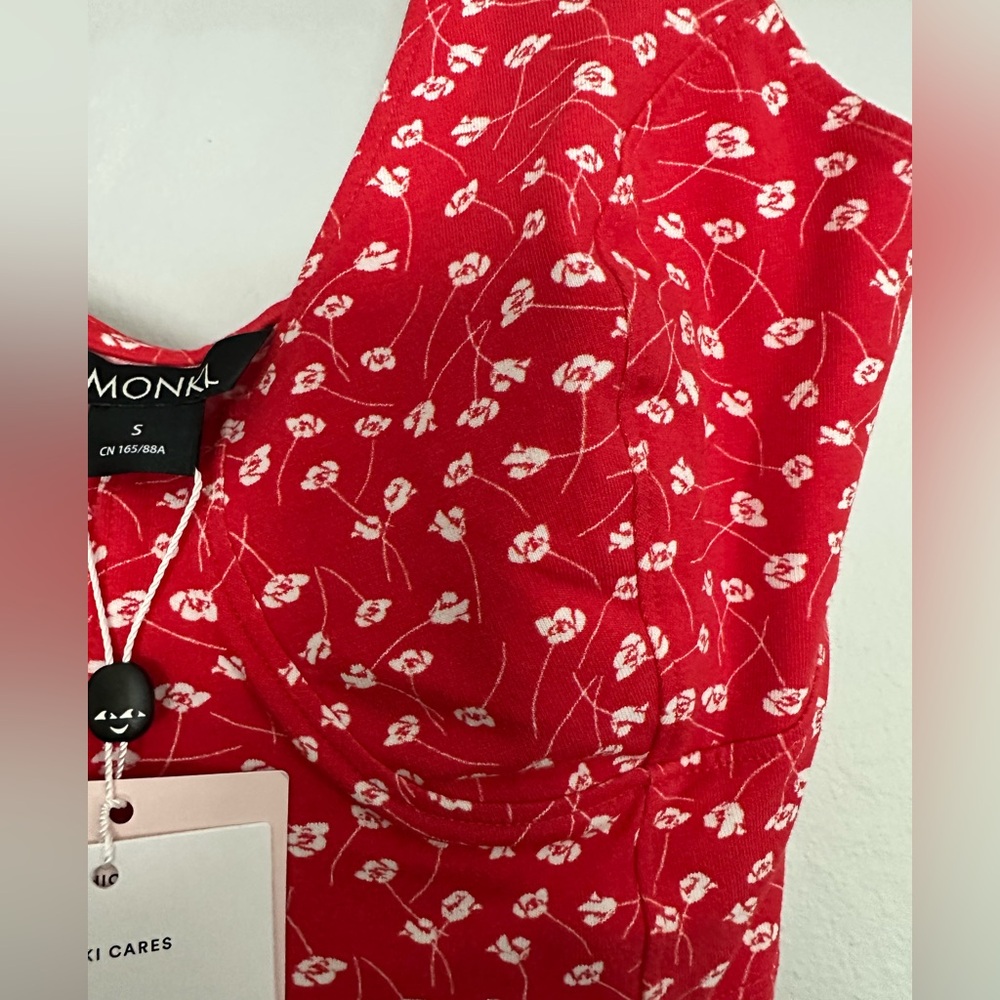 ASOS MONKI 2 piece crop top tank and high waisted button front skirt floral sz S - Picture 11 of 11